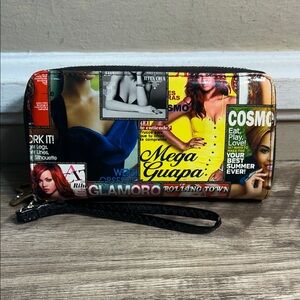 Colorful Magazine Print Women's Clutch